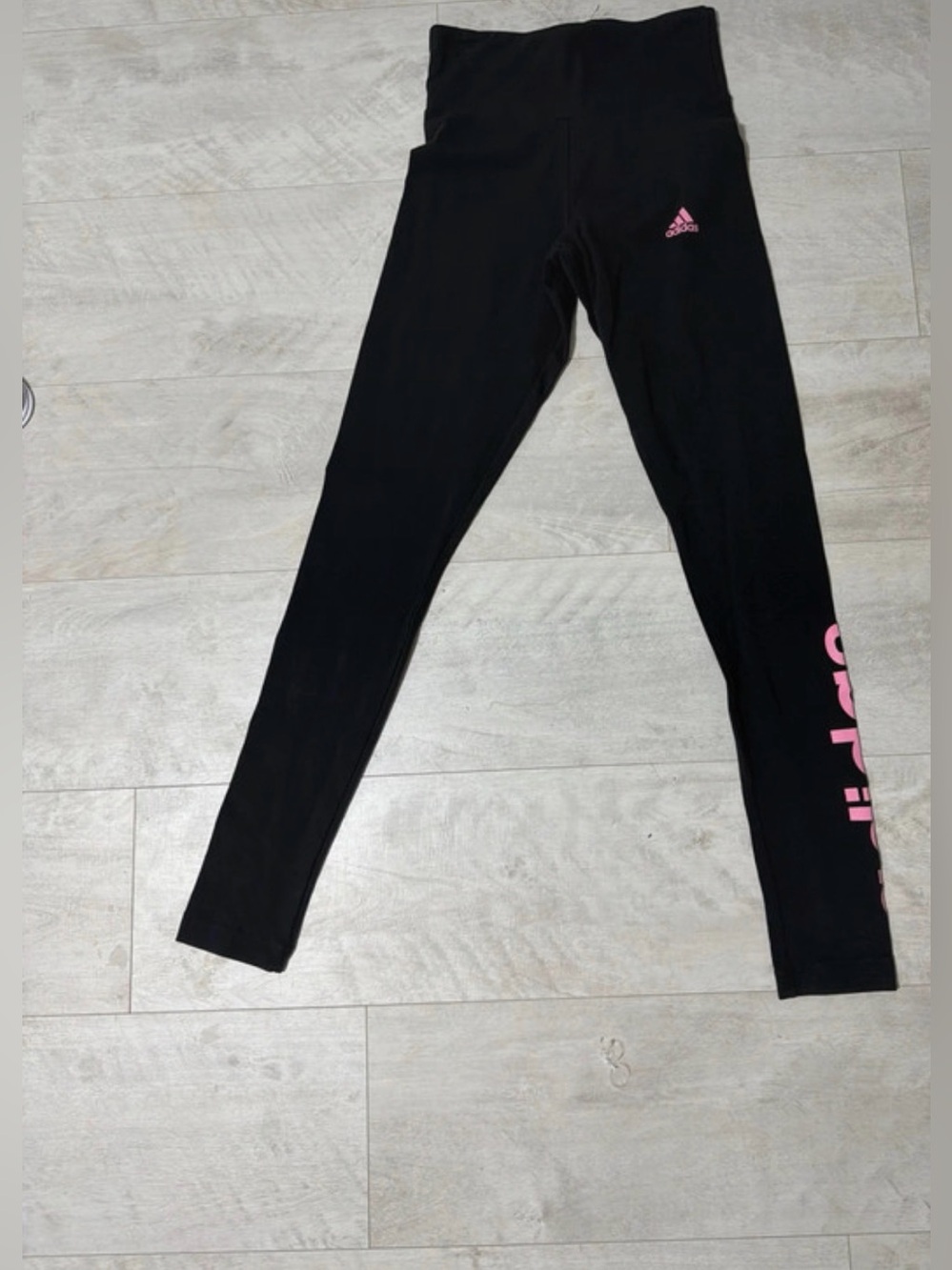 adidas Black Leggings with Pink Logos